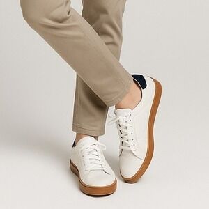 Nordstrom NOJACE Leather Ortholite Lace‑Up Sneaker White/Black Men's Size 10.5‎